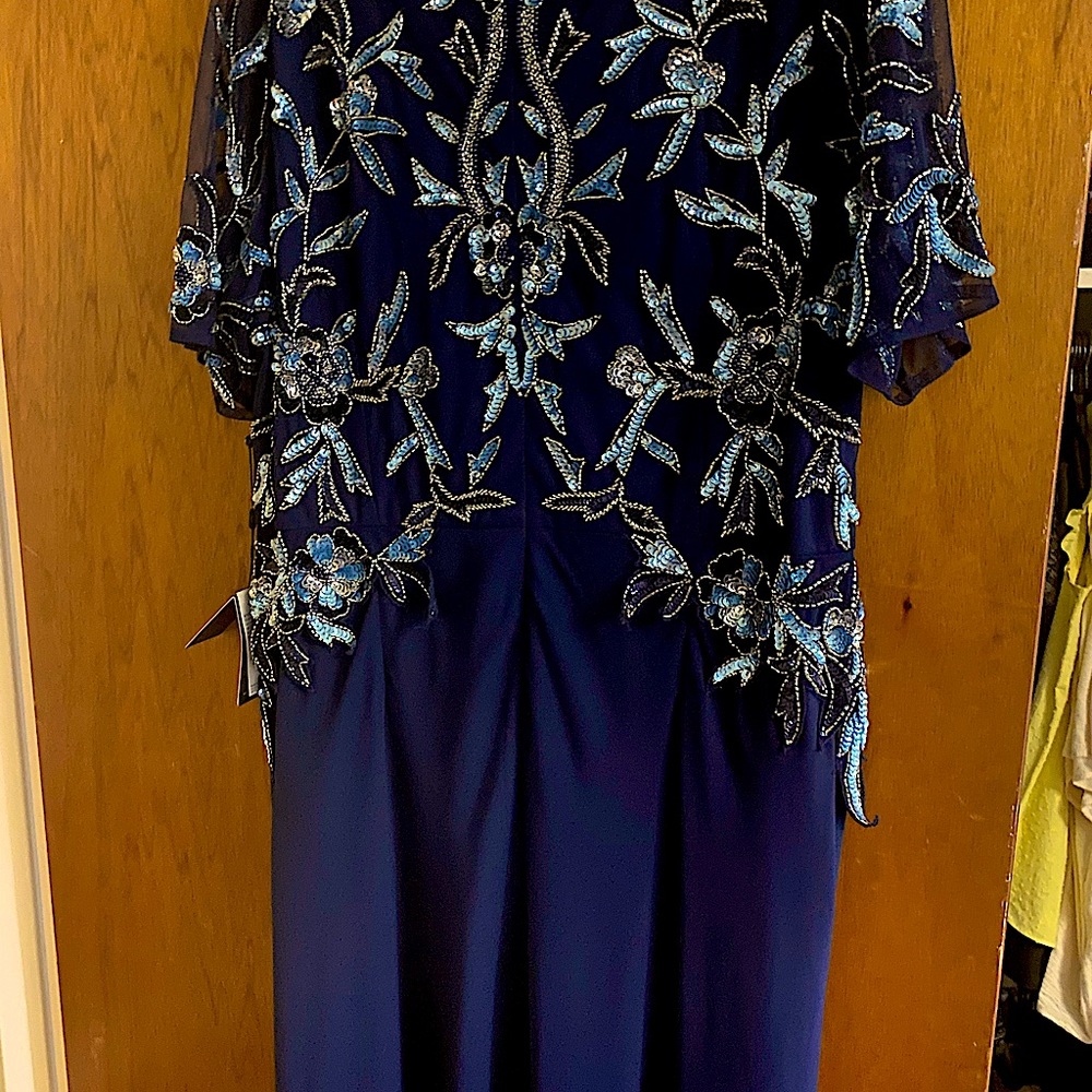 Beautiful navy Blue dress with sequins on the front and back.